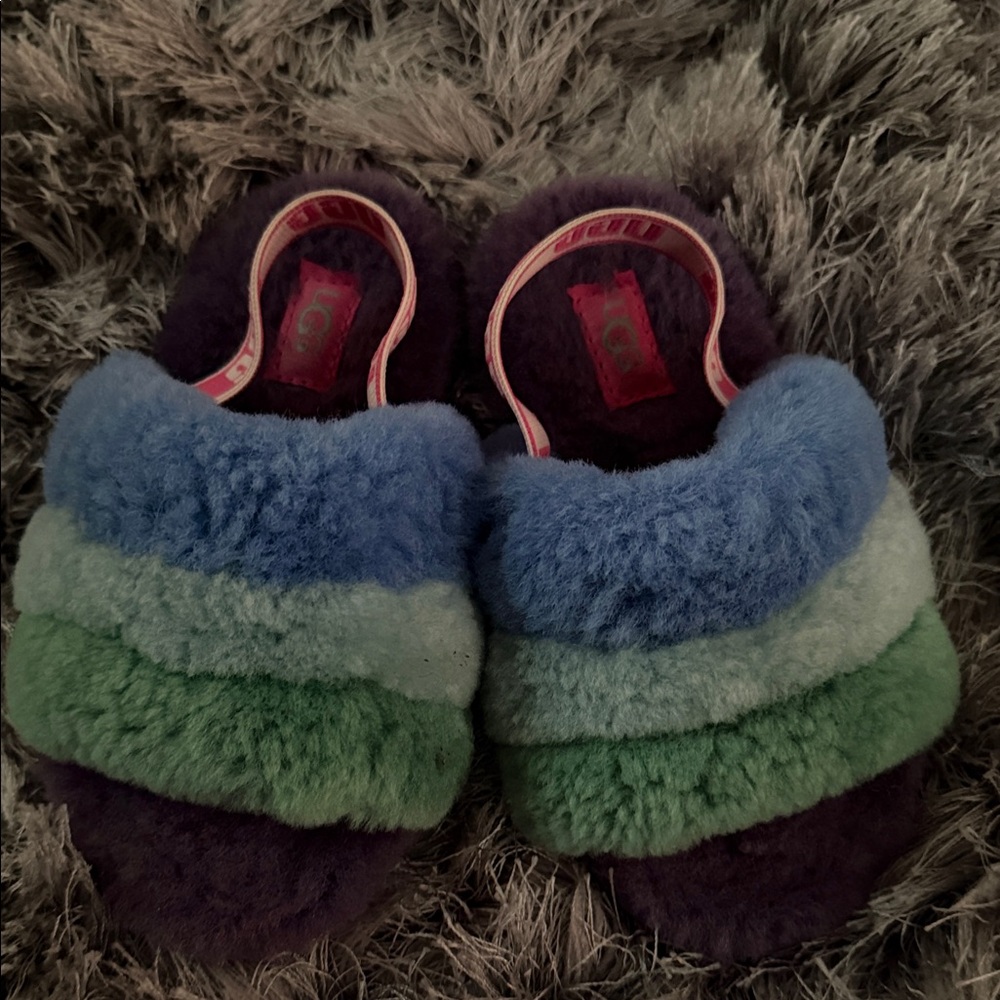 UGG Colorful Fuzzy Slippers